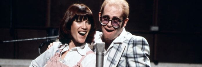 Elton John e Kiki Dee durante o período de “Don’t Go Breaking My Heart”, sucesso pop dos anos 70