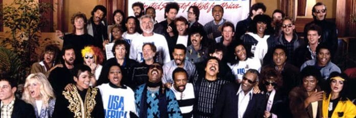 “We Are the World”, projeto histórico com vários artistas Artistas reunidos na gravação de “We Are the World”