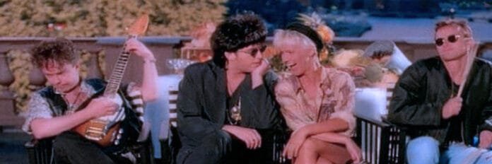 Roxette - Marie Fredriksson e Per Gessle, do Roxette, durante a era do álbum Tourism.