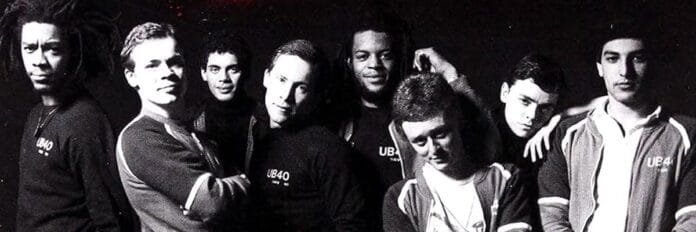 Os integrantes da banda UB40 durante a fase do álbum Labour of Love em 1983.