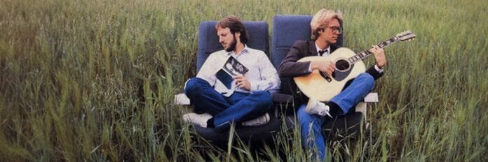 Gerry Beckley e Dewey Bunnell, os dois integrantes do America, em 1982 durante a divulgação do single 