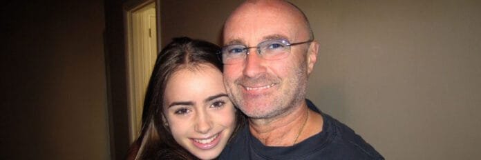 Phil Collins e Lily Collins em foto juntos — ele escreveu 